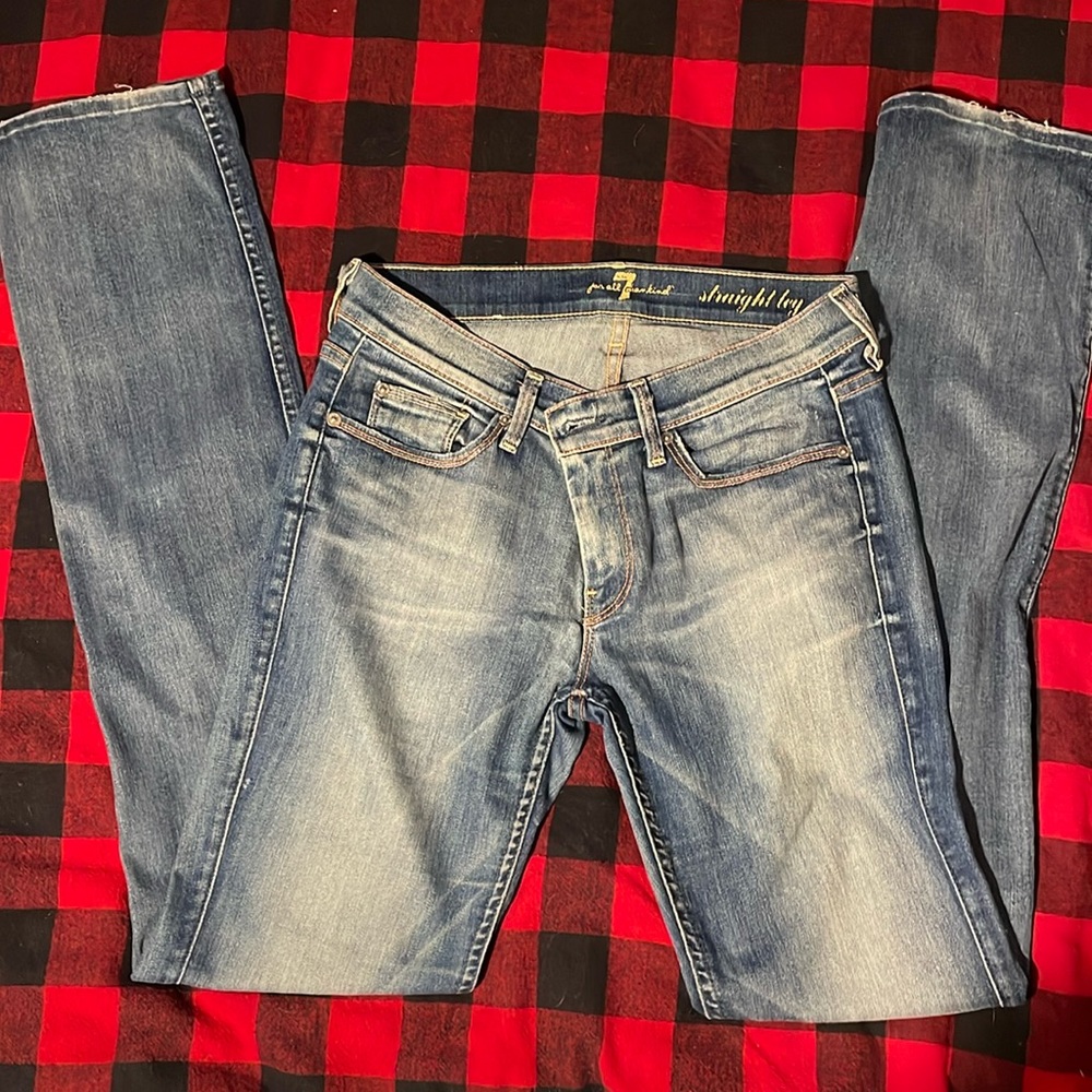 7 For All Mankind straight low-rise jeans - stretchy - size 28 - size 5